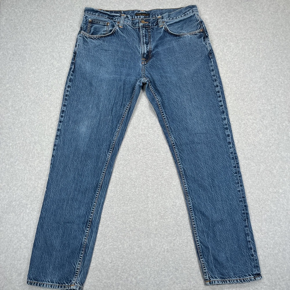 Nudie Jeans Co Gritty Jackson Jeans Mens 38x34 (37x32) Blue Dark Space Straight